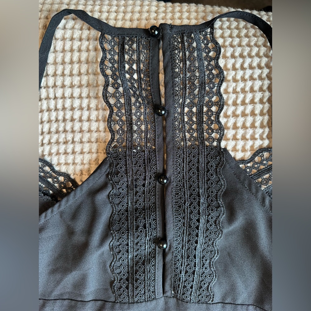 Paper Crane Black Lace Back Detail Womens Camisole L Y2K Whimsigoth Bikercore - Picture 7 of 7